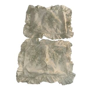 Shabby Chic graycabbage rose  mini accent pillows pair 2 pieces DISCONTINUED